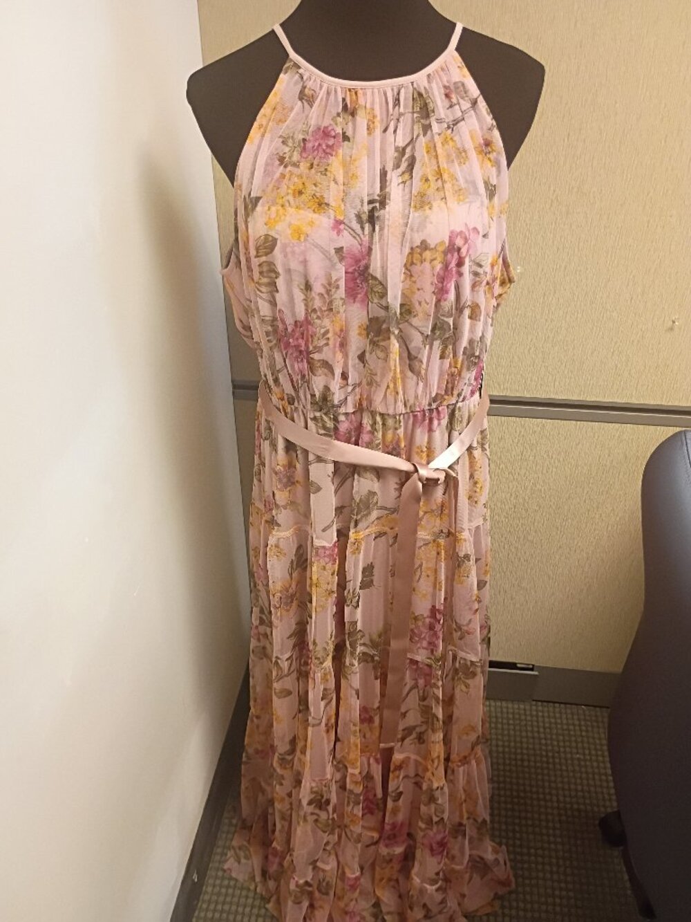 NWT Candalite Women's Floral Print Sheer Mesh Overlay Dress Size XL